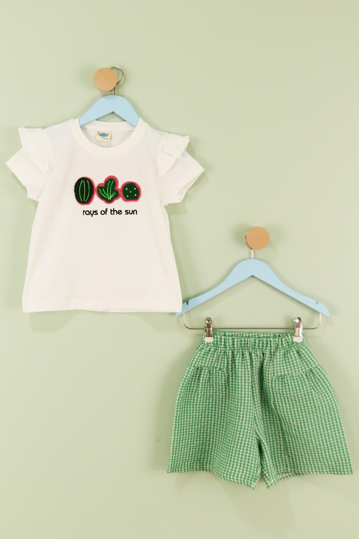 Nar Nakışlı Şortlu Kız Çocuk Takım