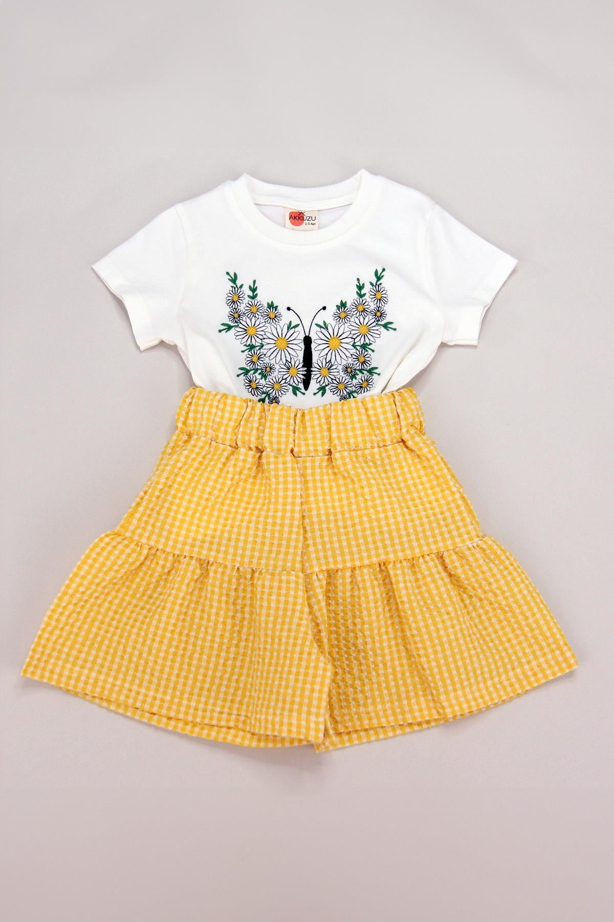 Nar Nakışlı Şortlu Kız Çocuk Takım