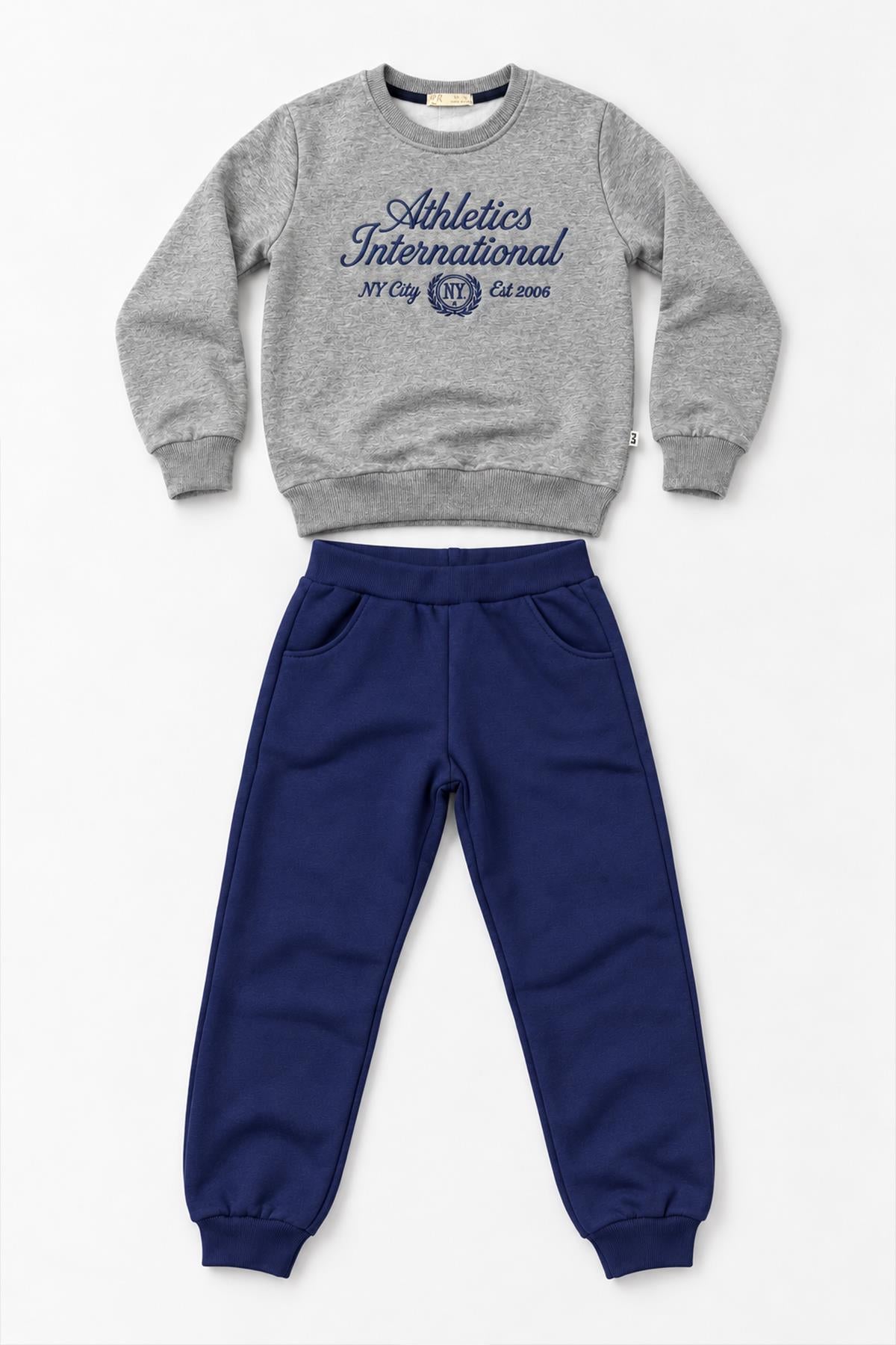 Erkek Çocuk Athletics Nakışlı Kışlık Jogger Eşofman Takımı