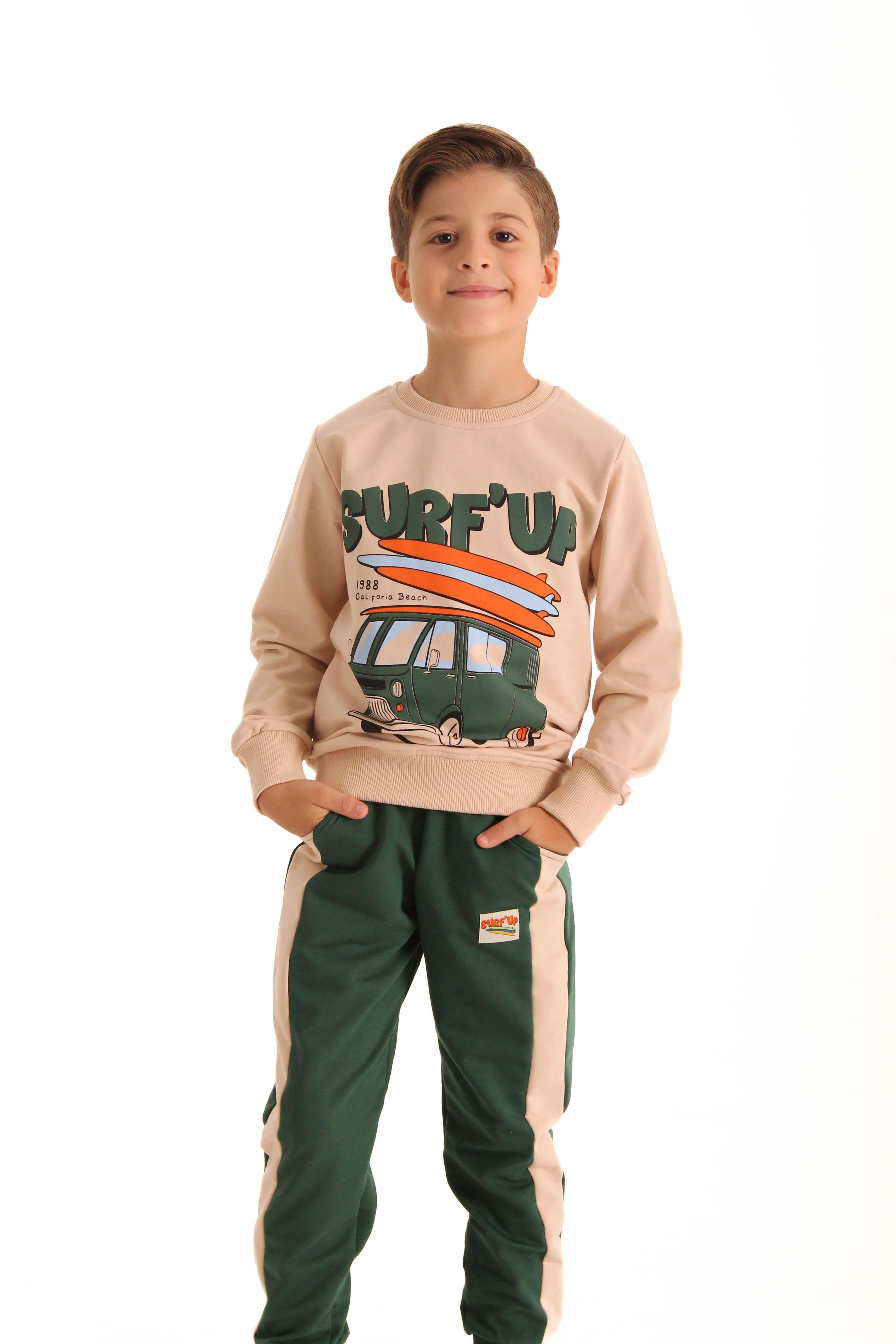 Pamuklu Surf Up Baskılı Erkek Çocuk İkili Takım