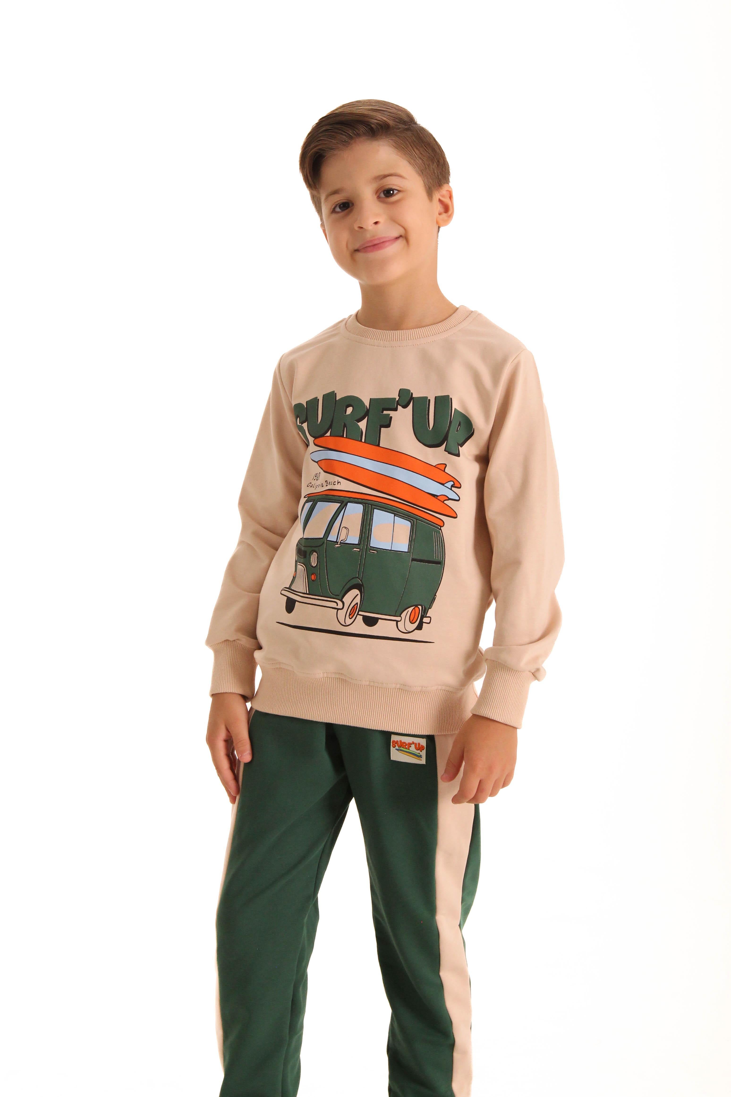 Pamuklu Surf Up Baskılı Erkek Çocuk İkili Takım