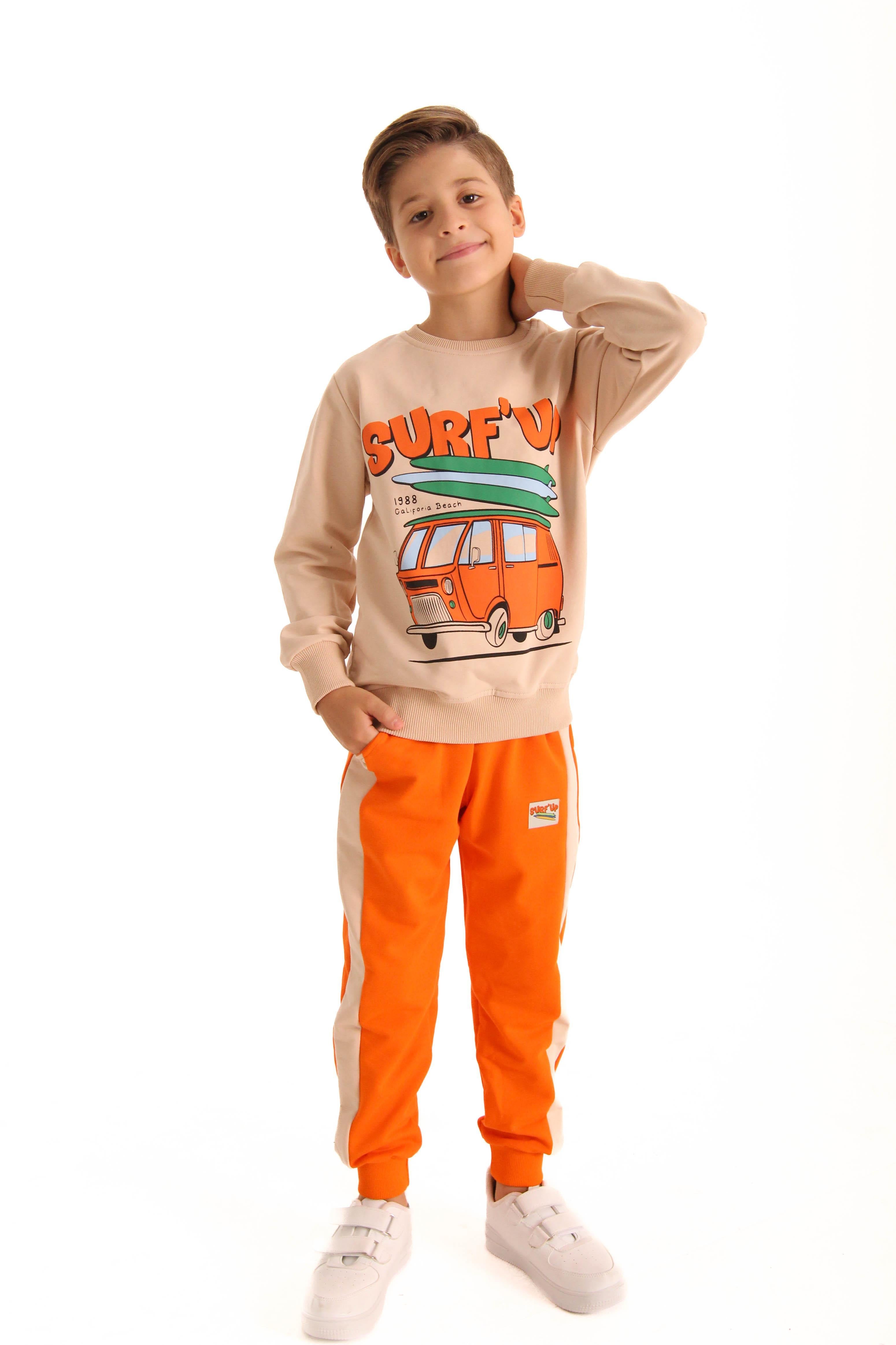 Pamuklu Surf Up Baskılı Erkek Çocuk İkili Takım