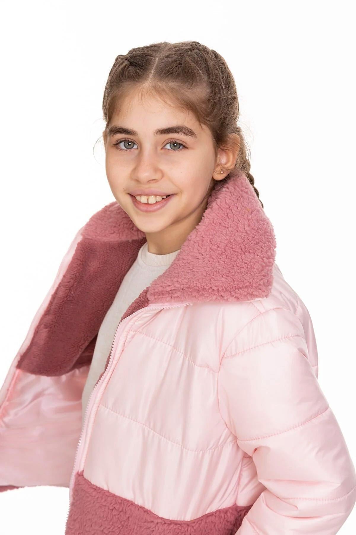 Peluşlu Kız Çocuk Şişme Mont