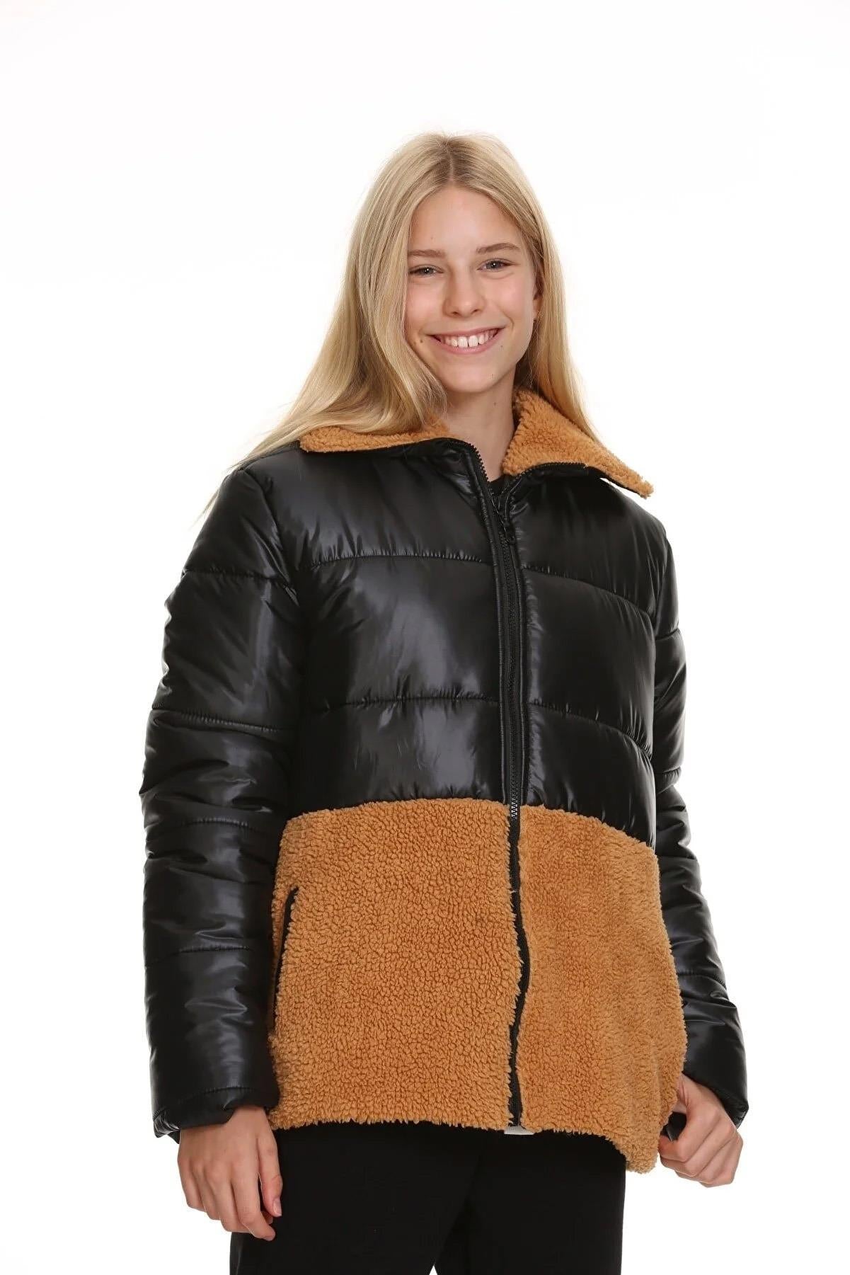 Peluşlu Kız Çocuk Şişme Mont