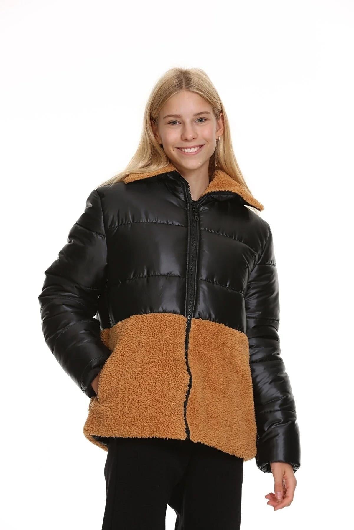 Peluşlu Kız Çocuk Şişme Mont