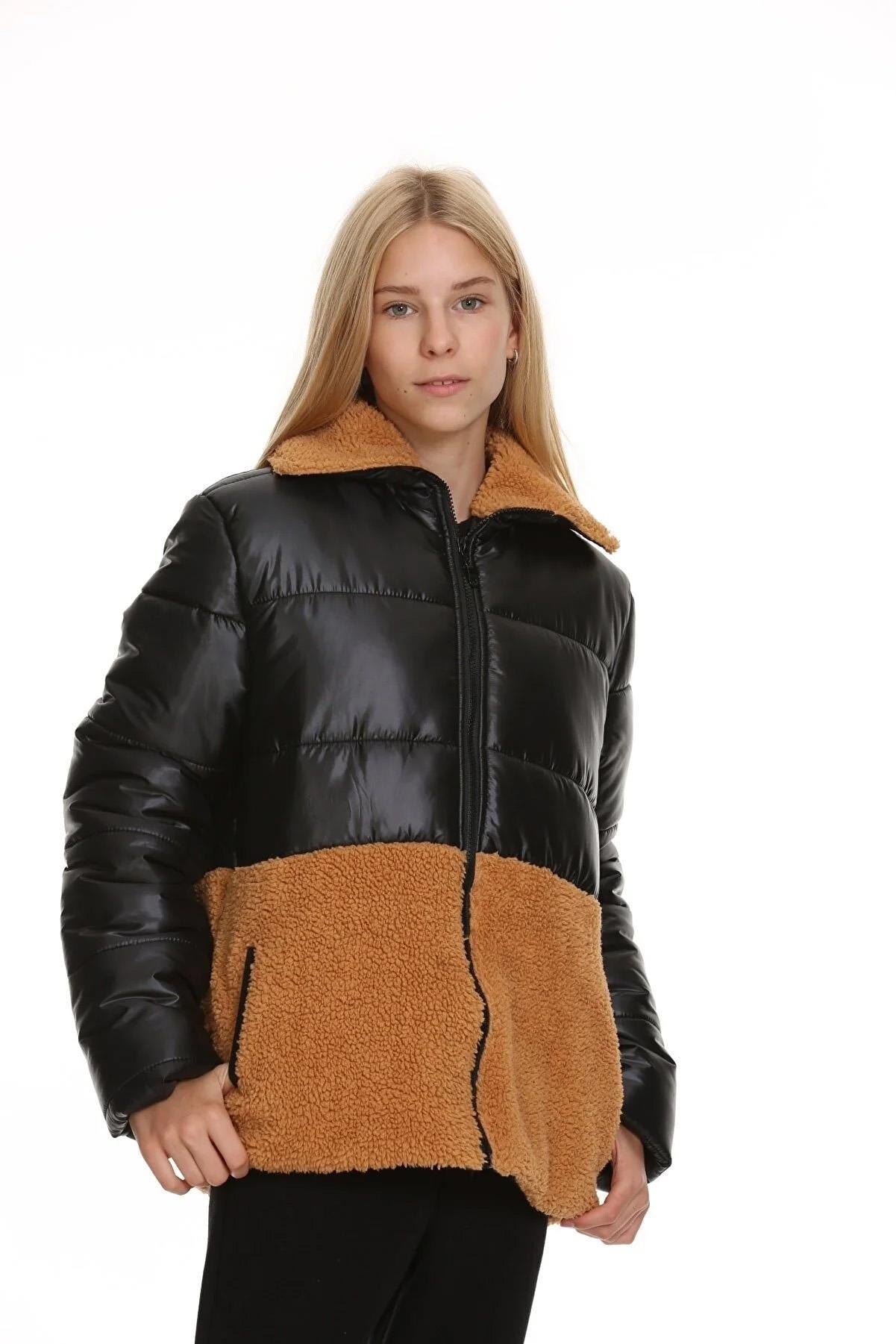 Peluşlu Kız Çocuk Şişme Mont