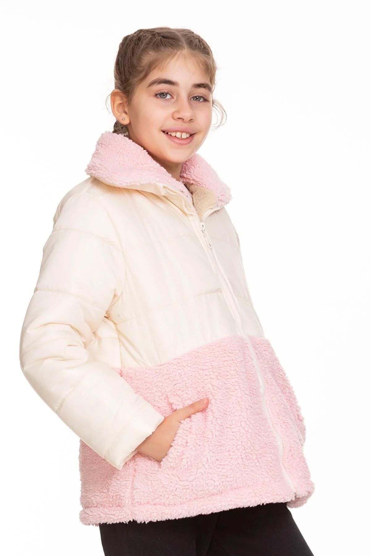 Peluşlu Kız Çocuk Şişme Mont