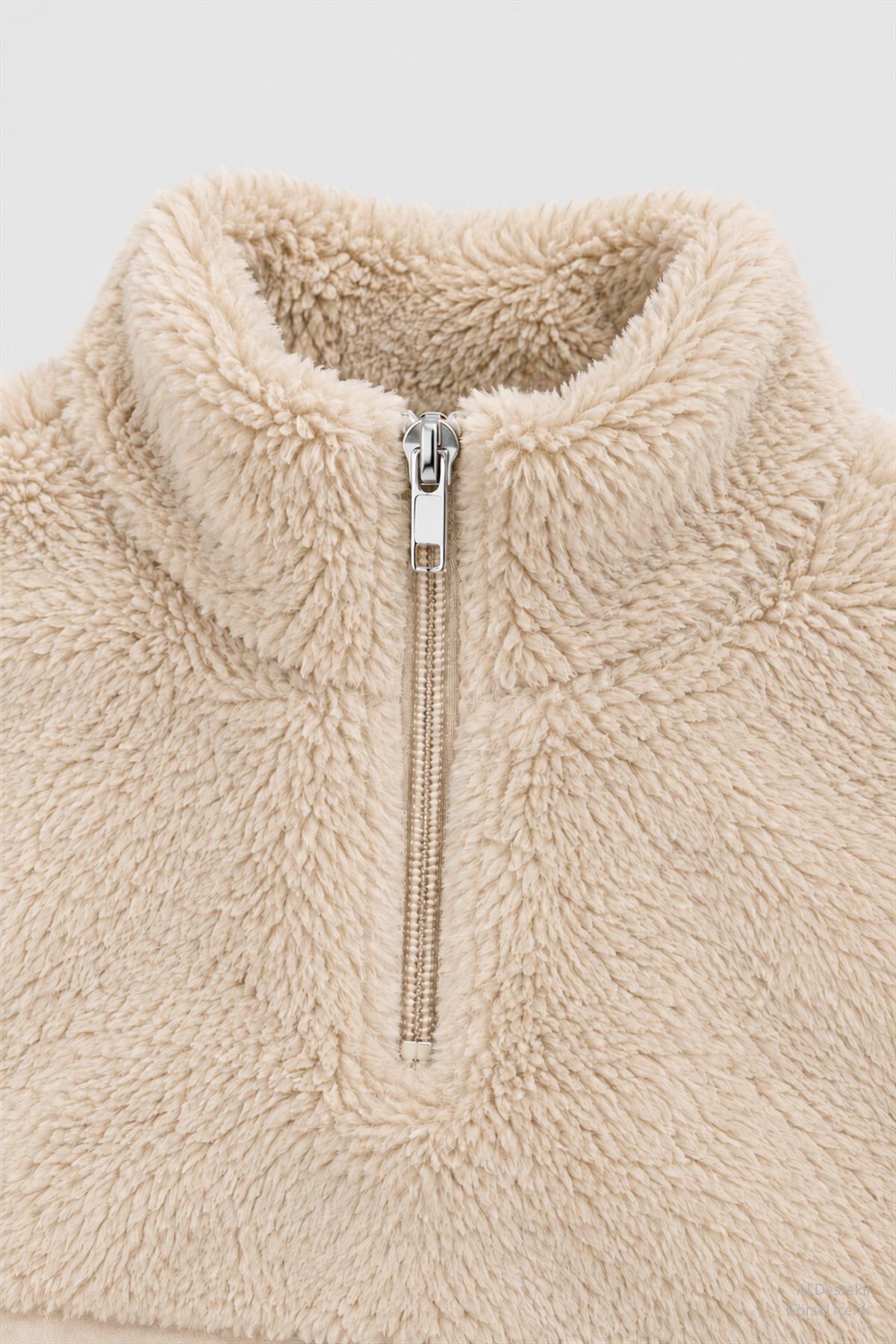 Unisex Çocuk Peluşlu Fermuarlı İçi Polarlı Eşofman Takımı