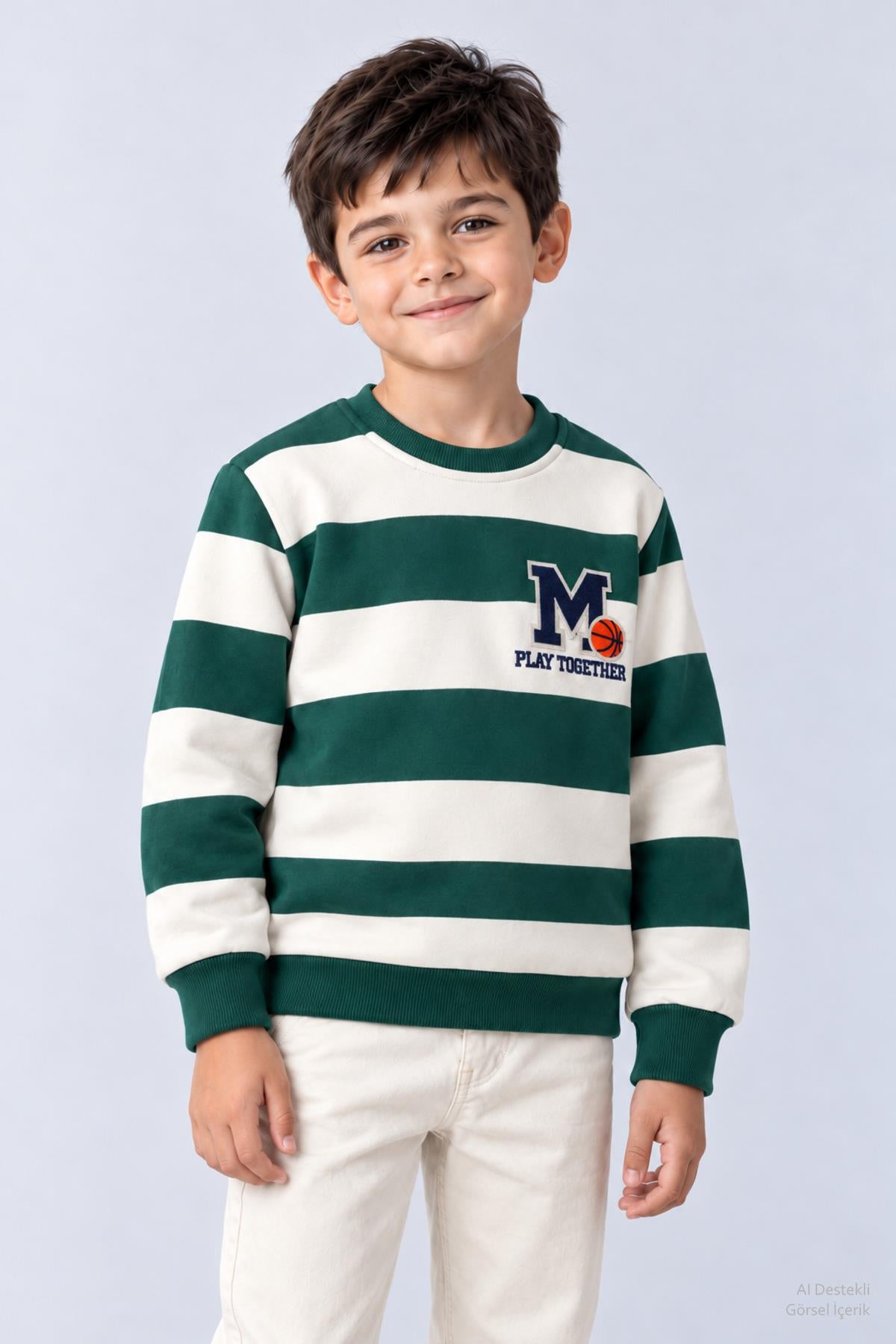 Erkek Çocuk 2'li Baskı ve Nakış Detaylı Kışlık Sweatshirt