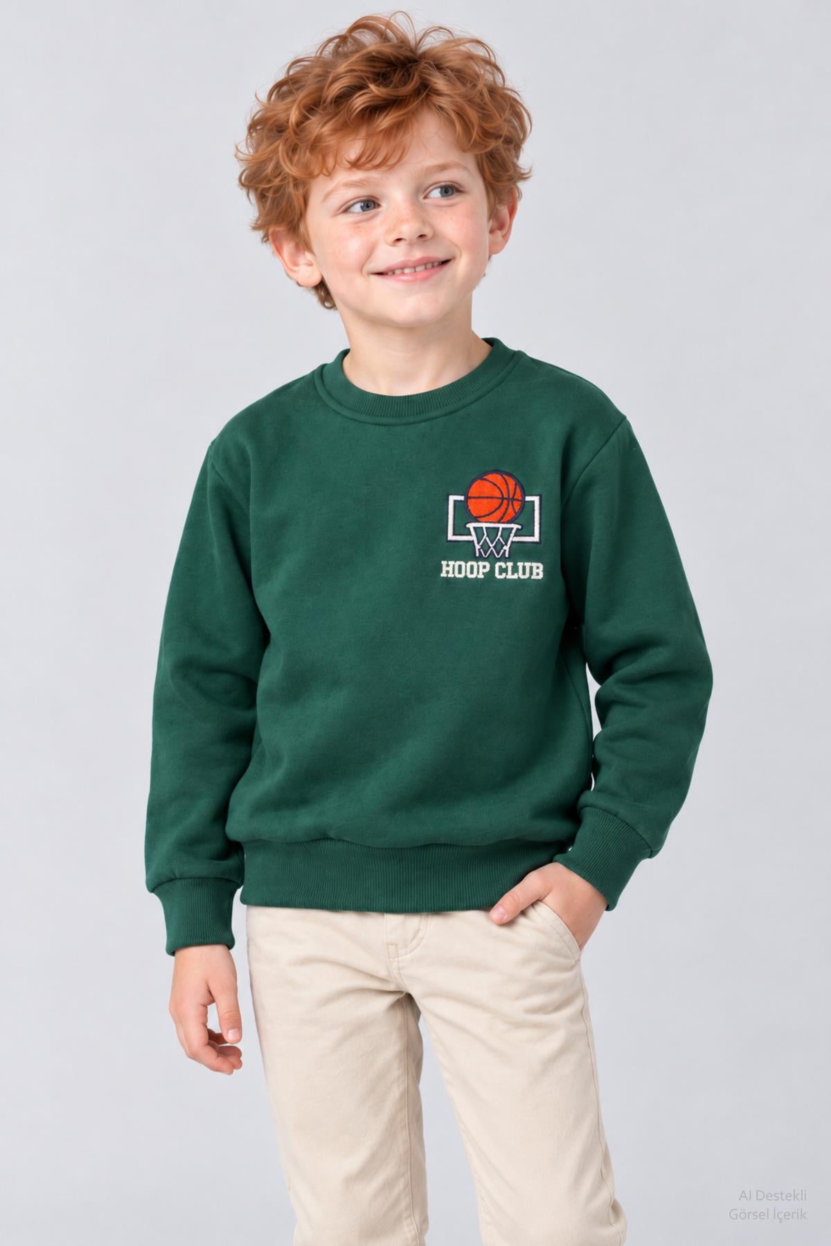 Erkek Çocuk 2'li Baskı ve Nakış Detaylı Kışlık Sweatshirt