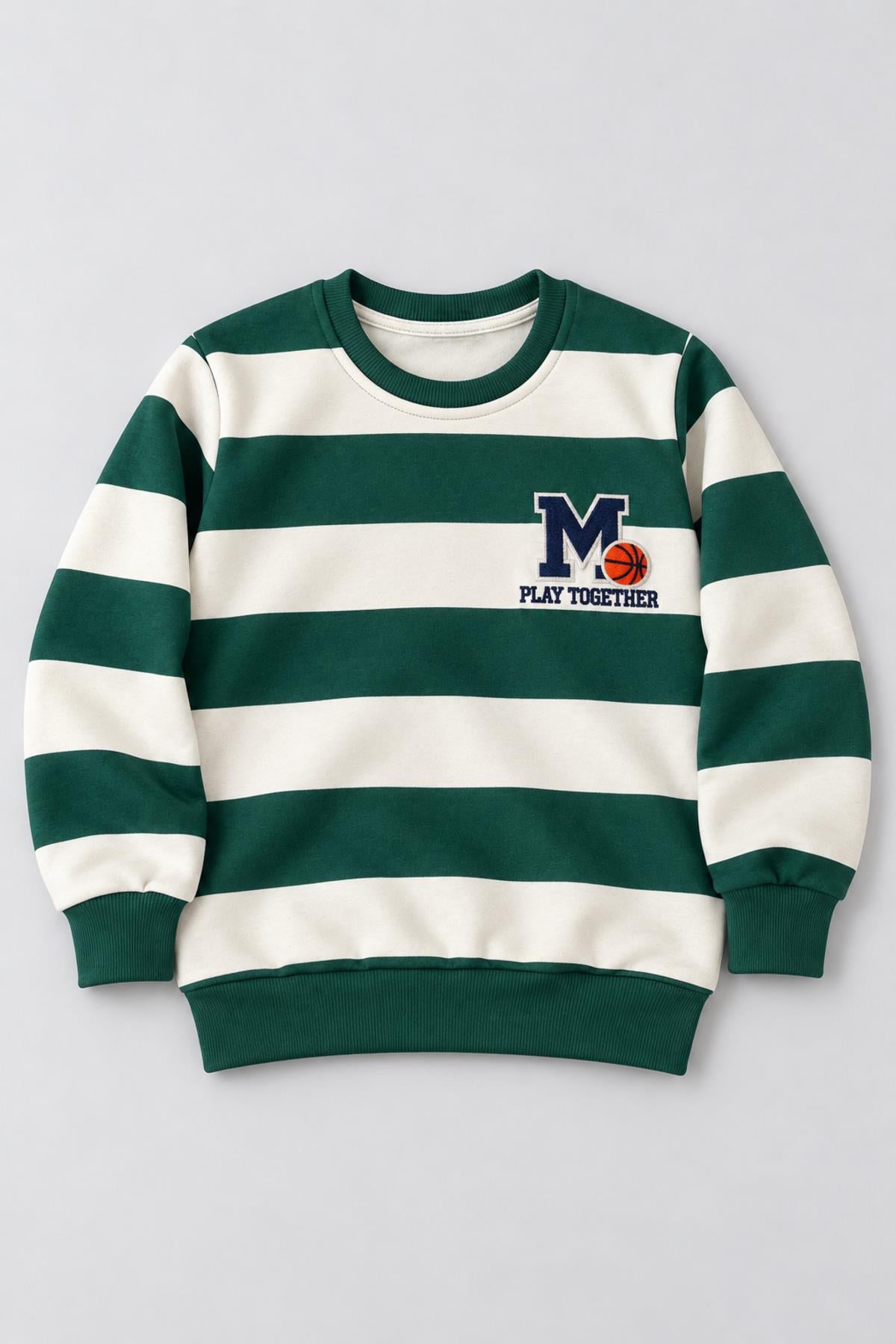 Erkek Çocuk 2'li Baskı ve Nakış Detaylı Kışlık Sweatshirt
