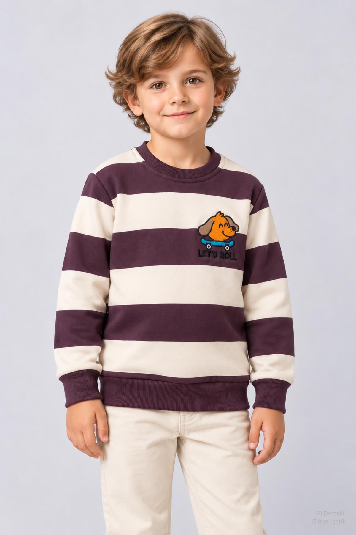Erkek Çocuk 2'li Baskı ve Nakış Detaylı Kışlık Sweatshirt