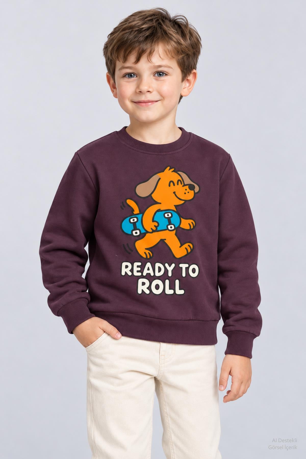 Erkek Çocuk 2'li Baskı ve Nakış Detaylı Kışlık Sweatshirt