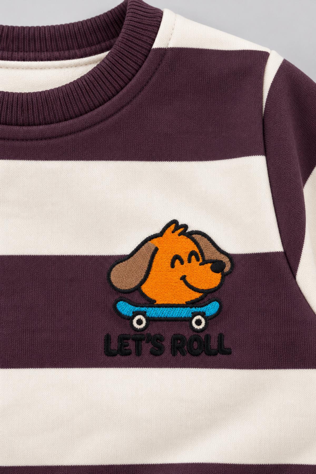 Erkek Çocuk 2'li Baskı ve Nakış Detaylı Kışlık Sweatshirt