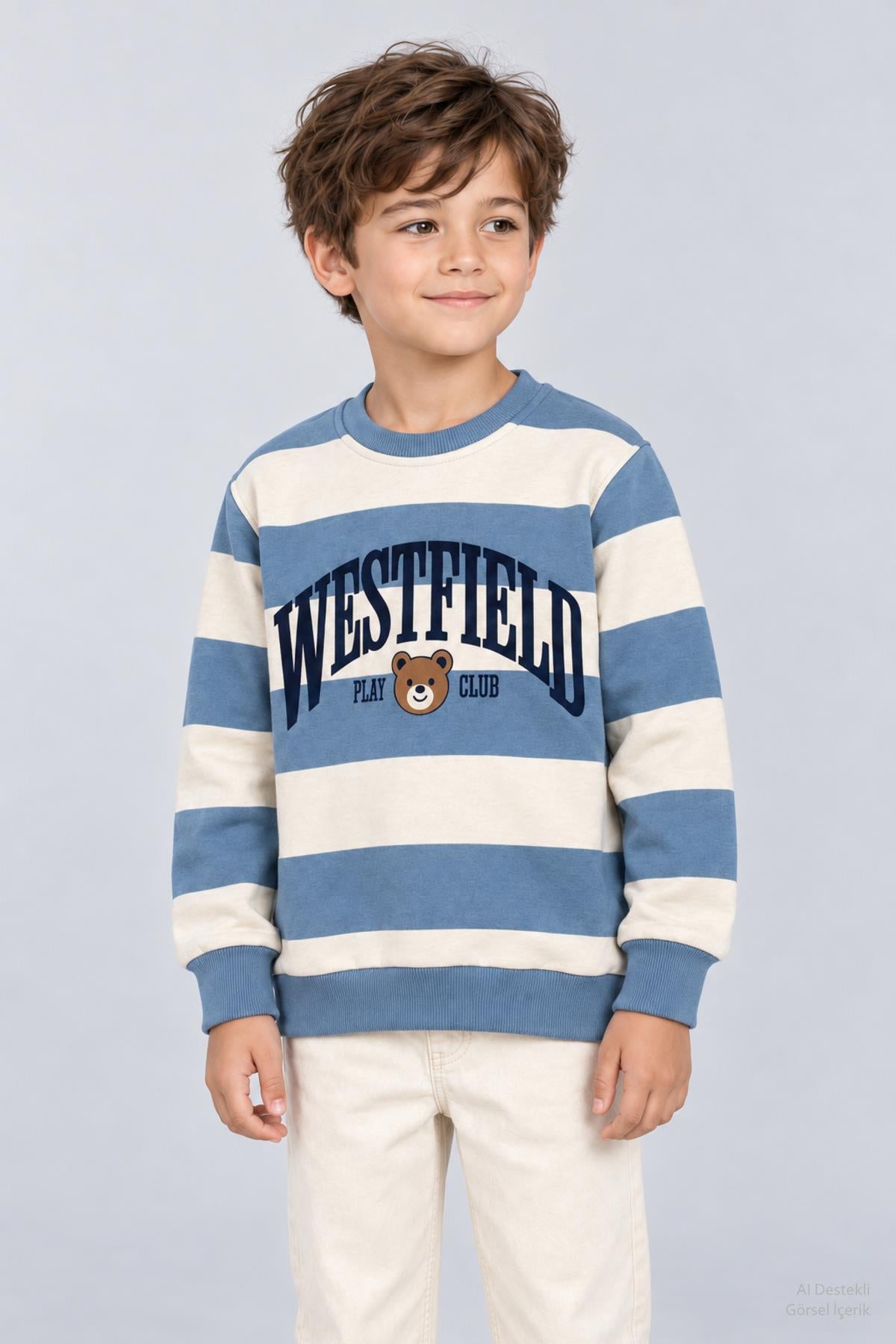 Erkek Çocuk 2'li Baskı ve Nakış Detaylı Kışlık Sweatshirt