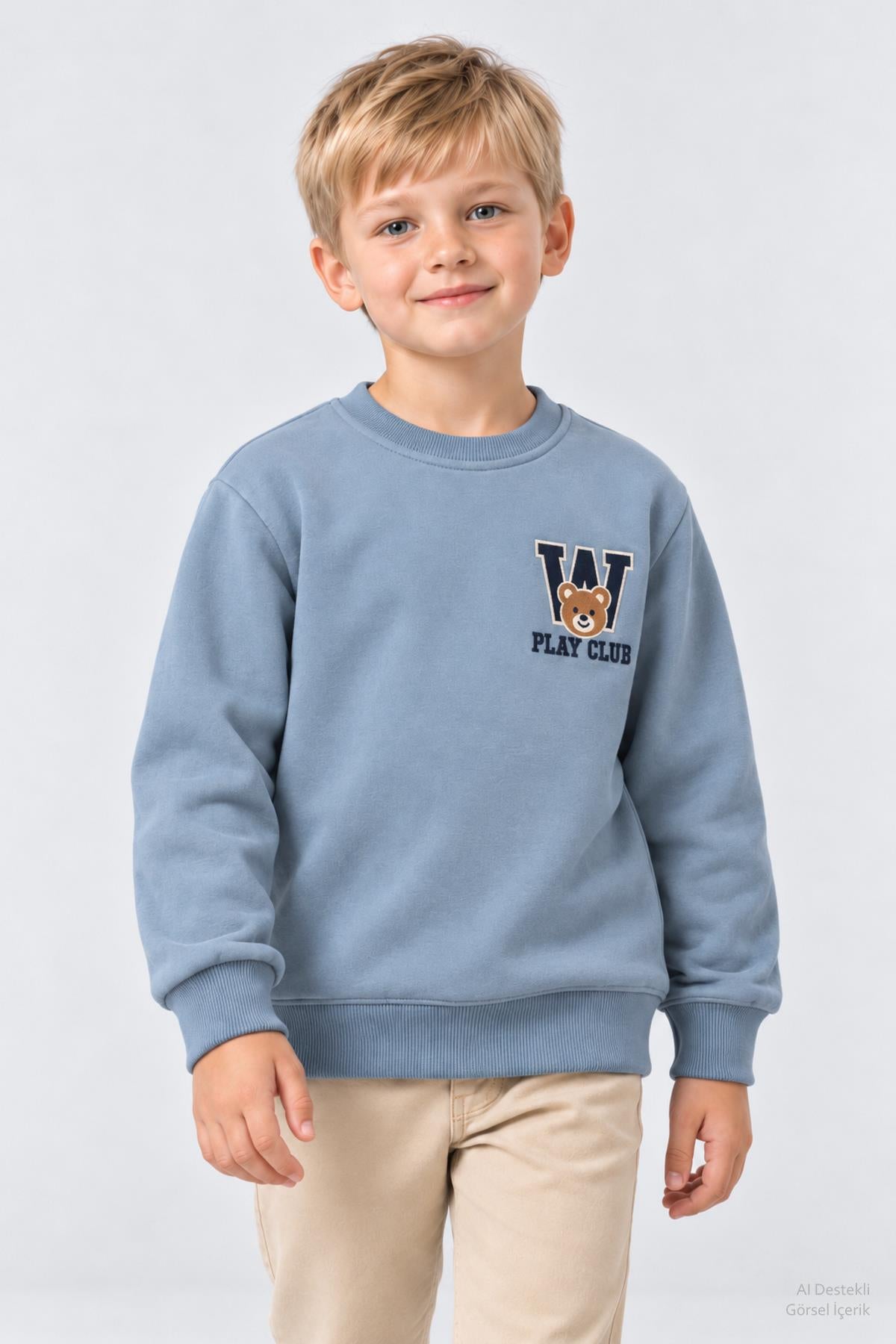 Erkek Çocuk 2'li Baskı ve Nakış Detaylı Kışlık Sweatshirt