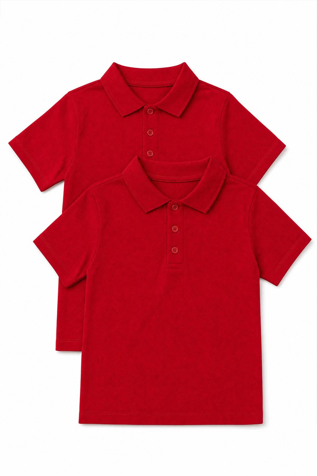 Unisex Çocuk 2’li Polo Yaka Kısa Kollu Okul Tişörtü