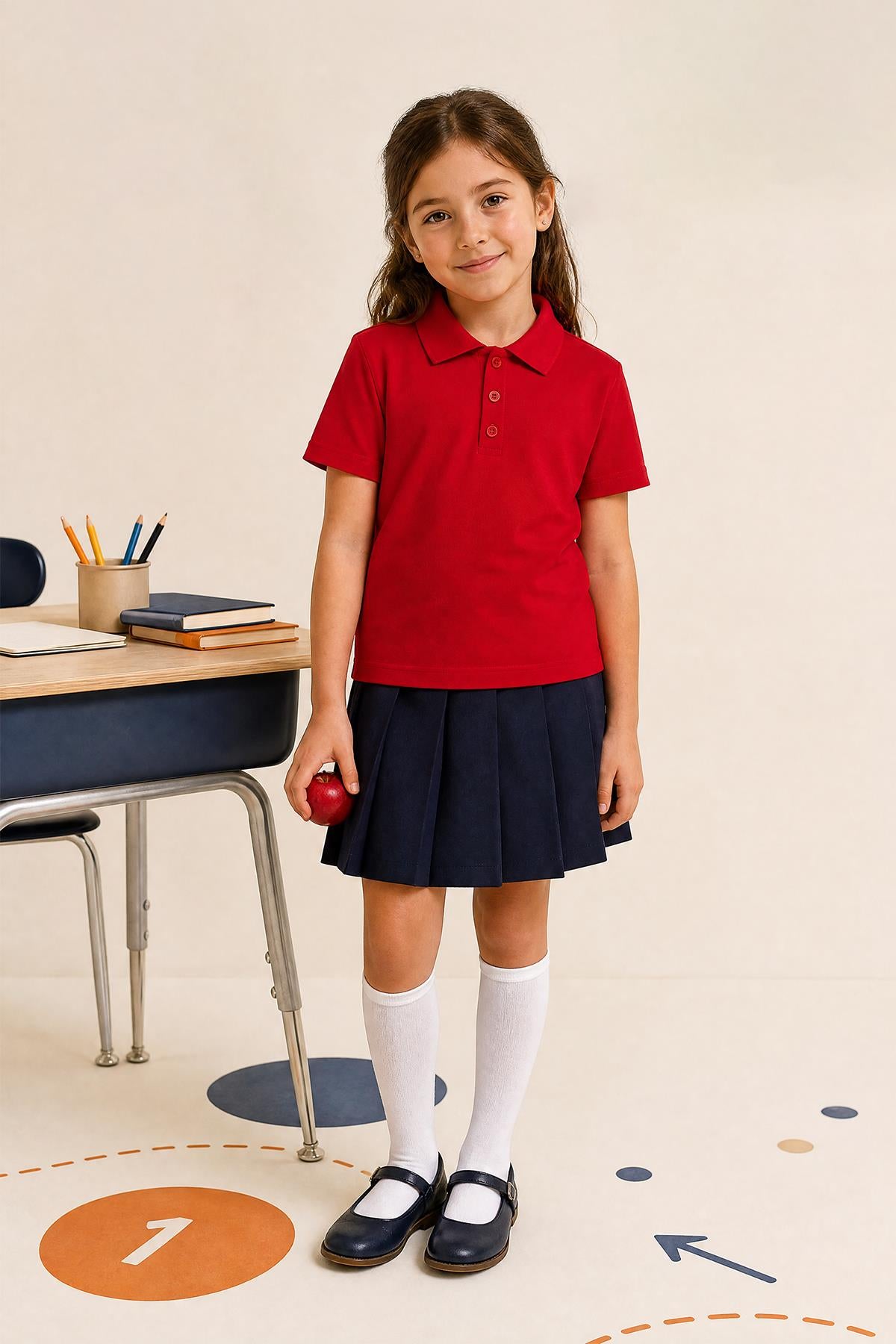 Unisex Çocuk 2’li Polo Yaka Kısa Kollu Okul Tişörtü
