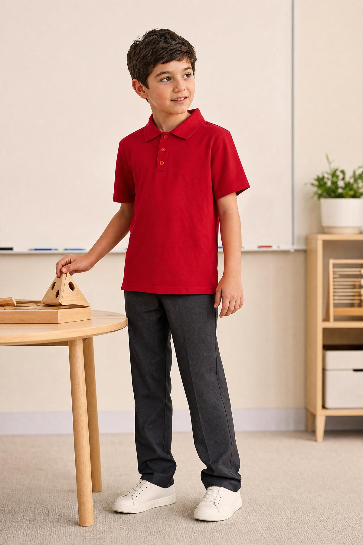 Unisex Çocuk 2’li Polo Yaka Kısa Kollu Okul Tişörtü
