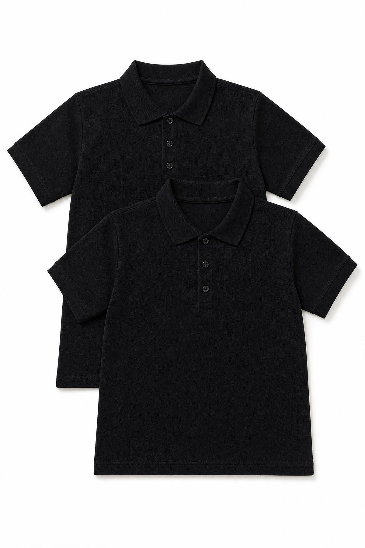 Unisex Çocuk 2’li Polo Yaka Kısa Kollu Okul Tişörtü