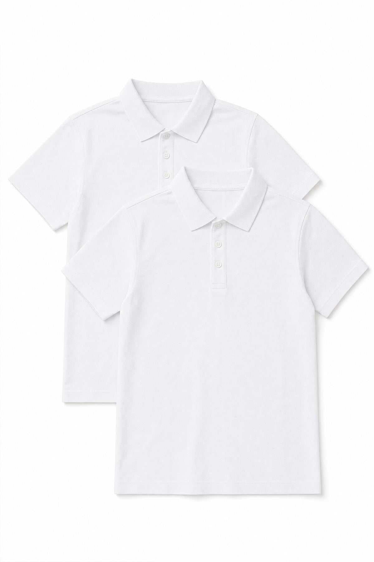 Unisex Çocuk 2’li Polo Yaka Kısa Kollu Okul Tişörtü