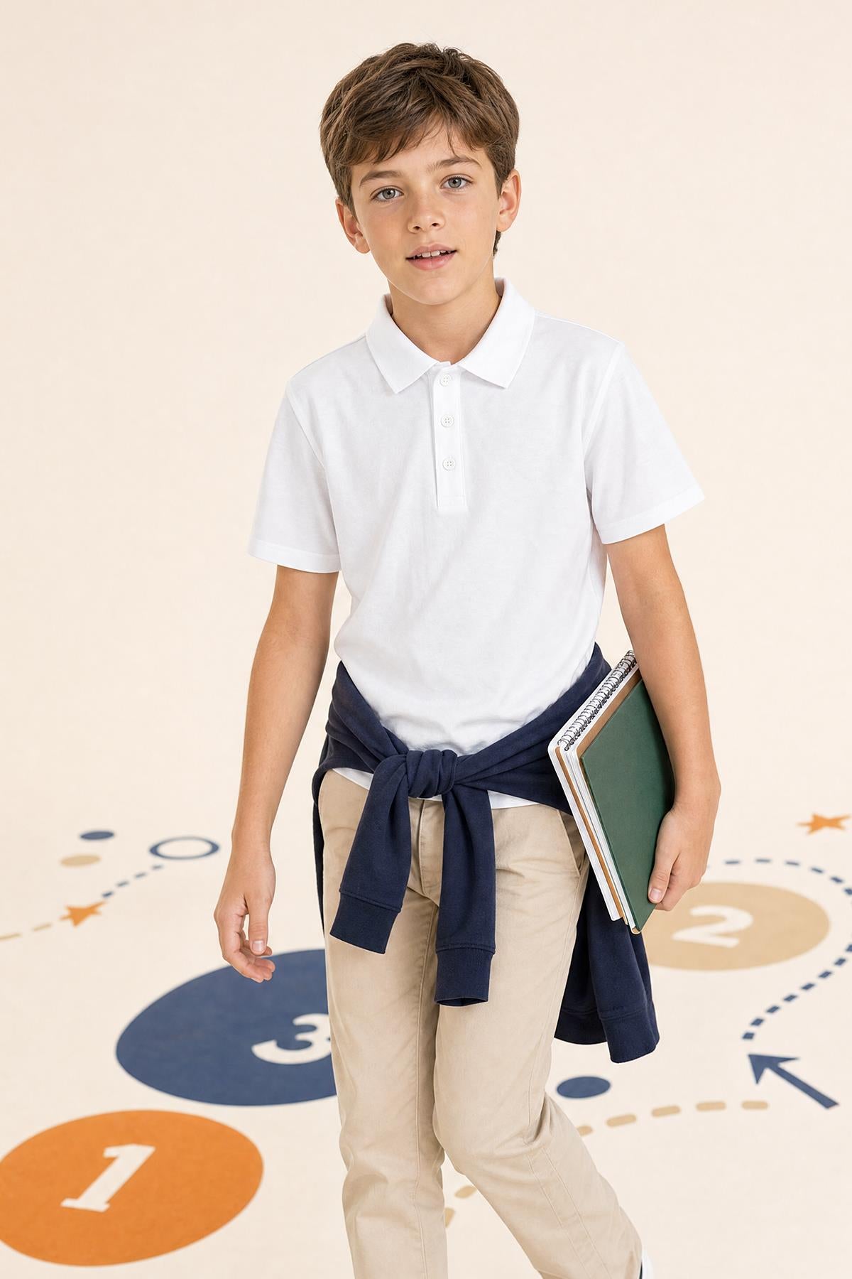 Unisex Çocuk 2’li Polo Yaka Kısa Kollu Okul Tişörtü