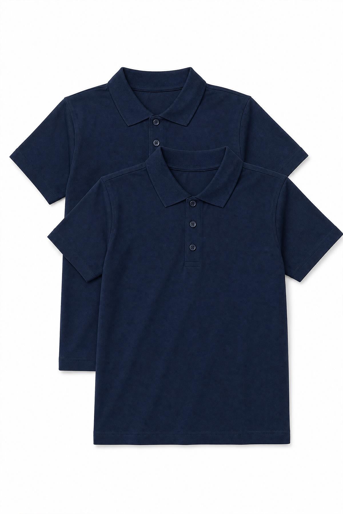 Unisex Çocuk 2’li Polo Yaka Kısa Kollu Okul Tişörtü