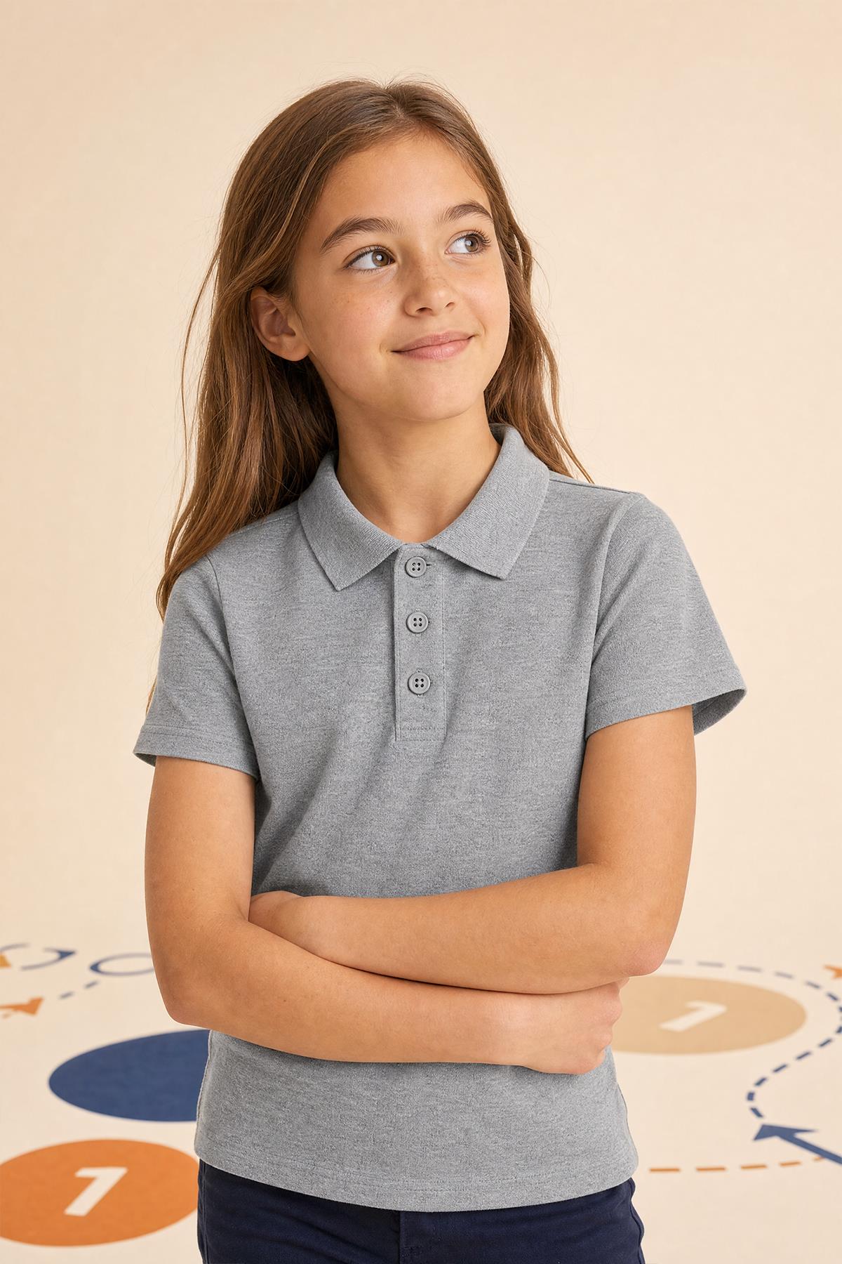 Unisex Çocuk 2’li Polo Yaka Kısa Kollu Okul Tişörtü