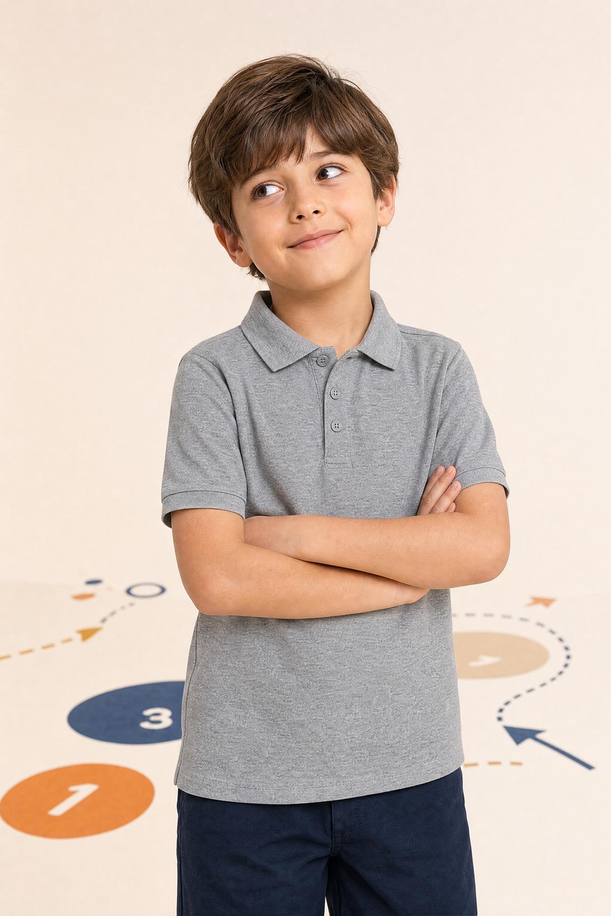 Unisex Çocuk 2’li Polo Yaka Kısa Kollu Okul Tişörtü