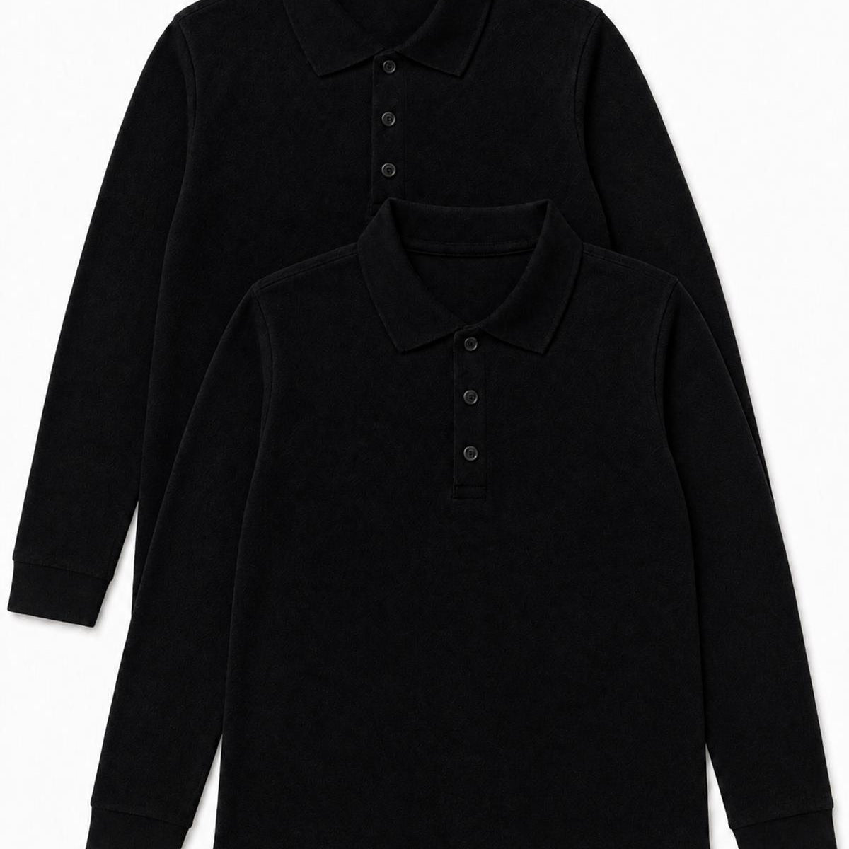 Unisex Çocuk 2'li Uzun Kollu Polo Yaka Okul Tişörtü