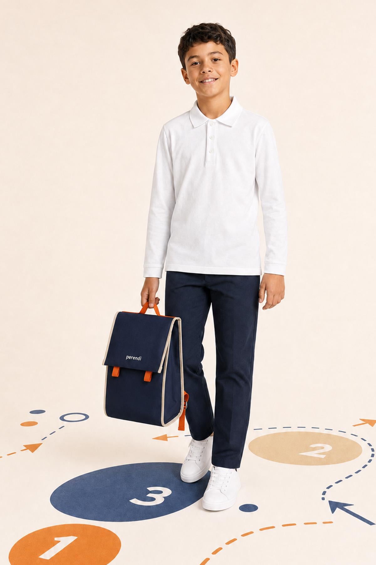 Unisex Çocuk 2'li Uzun Kollu Polo Yaka Okul Tişörtü