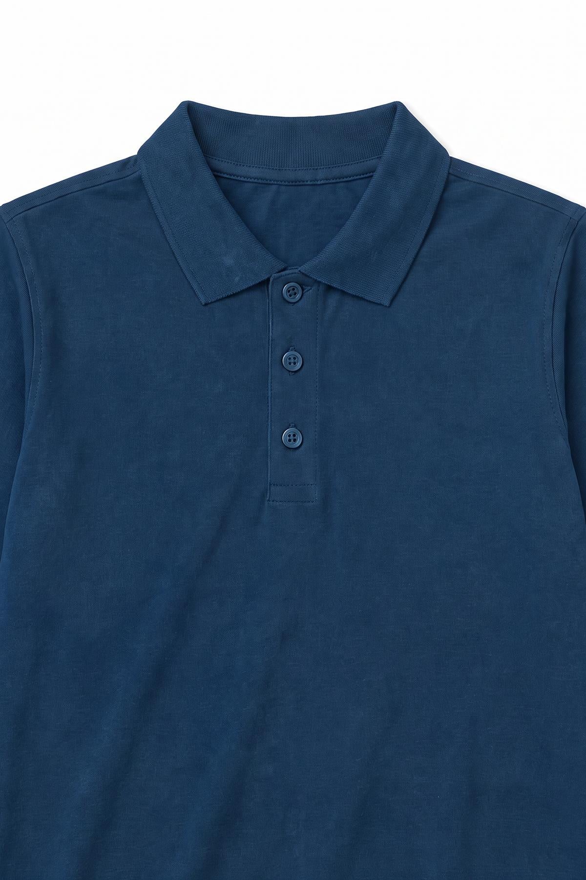 Unisex Çocuk 2'li Uzun Kollu Polo Yaka Okul Tişörtü