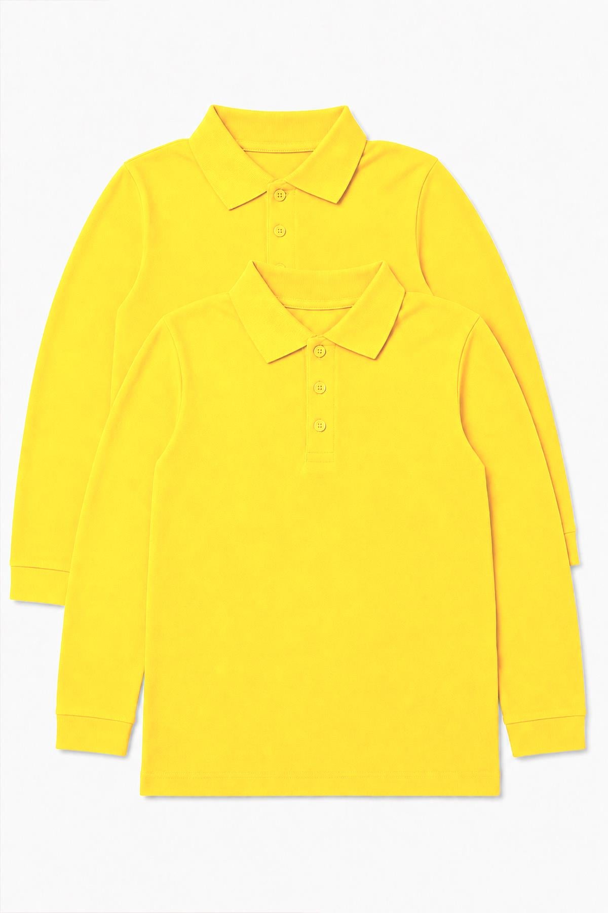 Unisex Çocuk 2'li Uzun Kollu Polo Yaka Okul Tişörtü