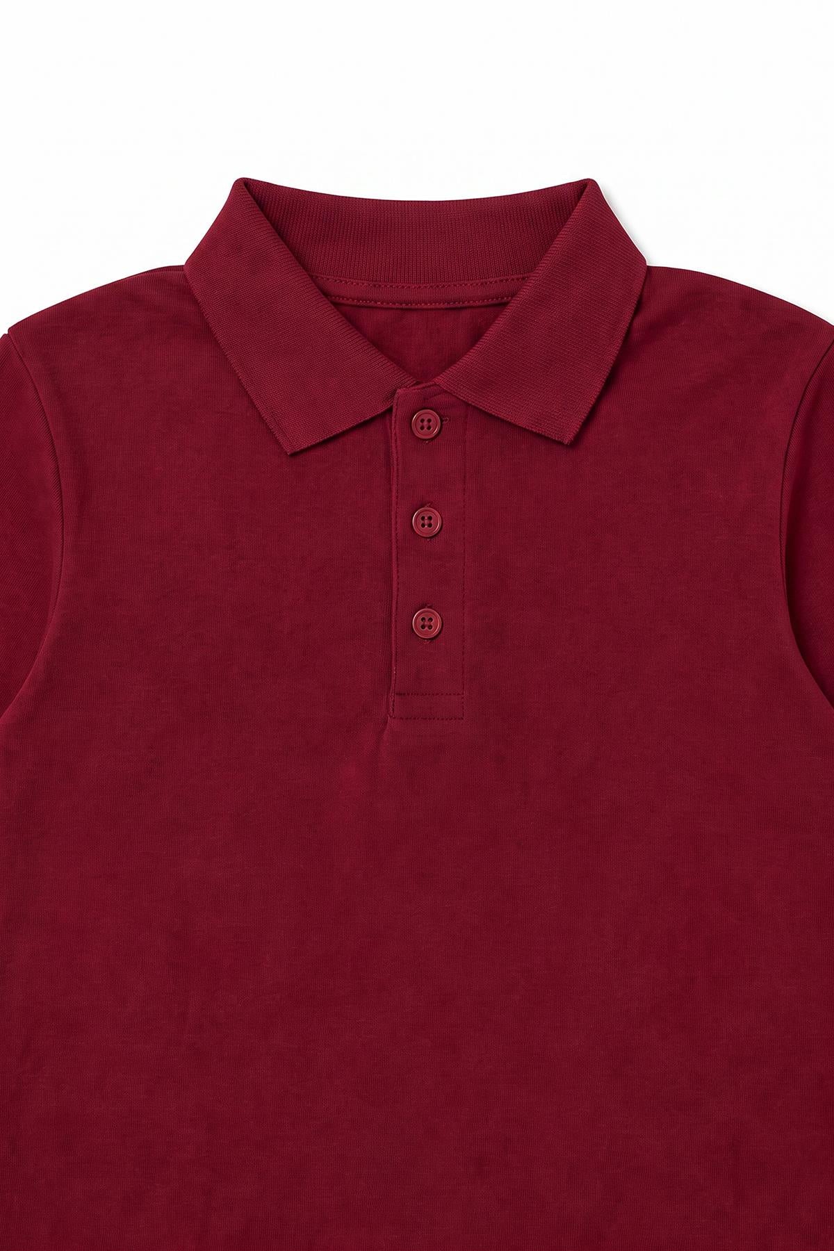 Unisex Çocuk 2'li Uzun Kollu Polo Yaka Okul Tişörtü
