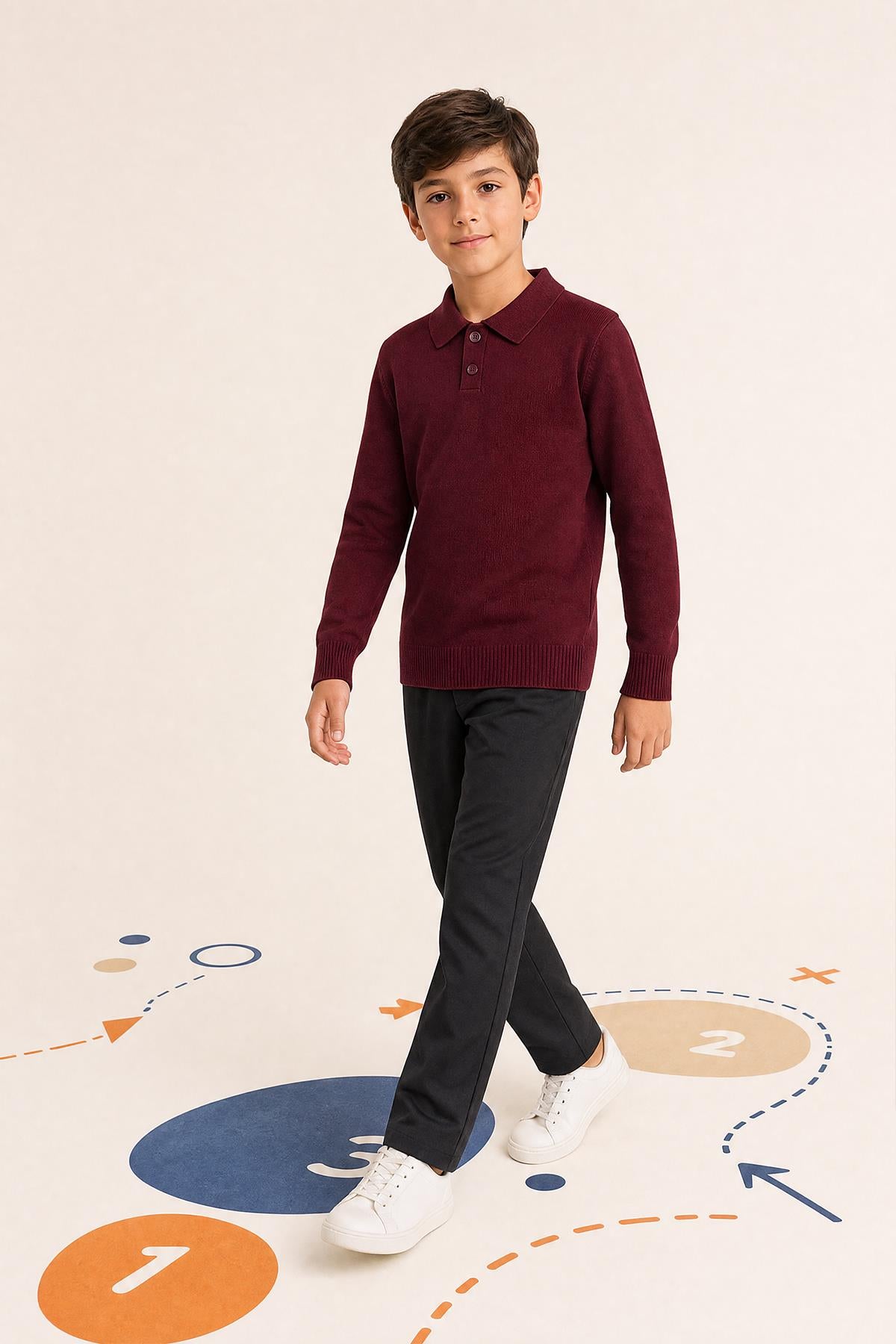 Unisex Polo Yaka Triko Kazak