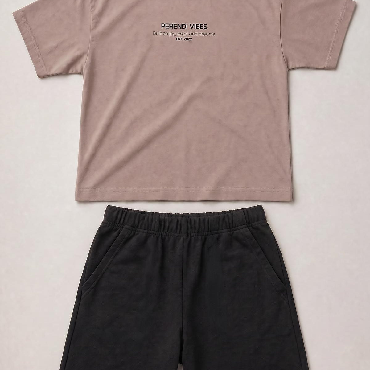 Erkek Çocuk Perendi Vibes Baskılı Oversize Şortlu Takım