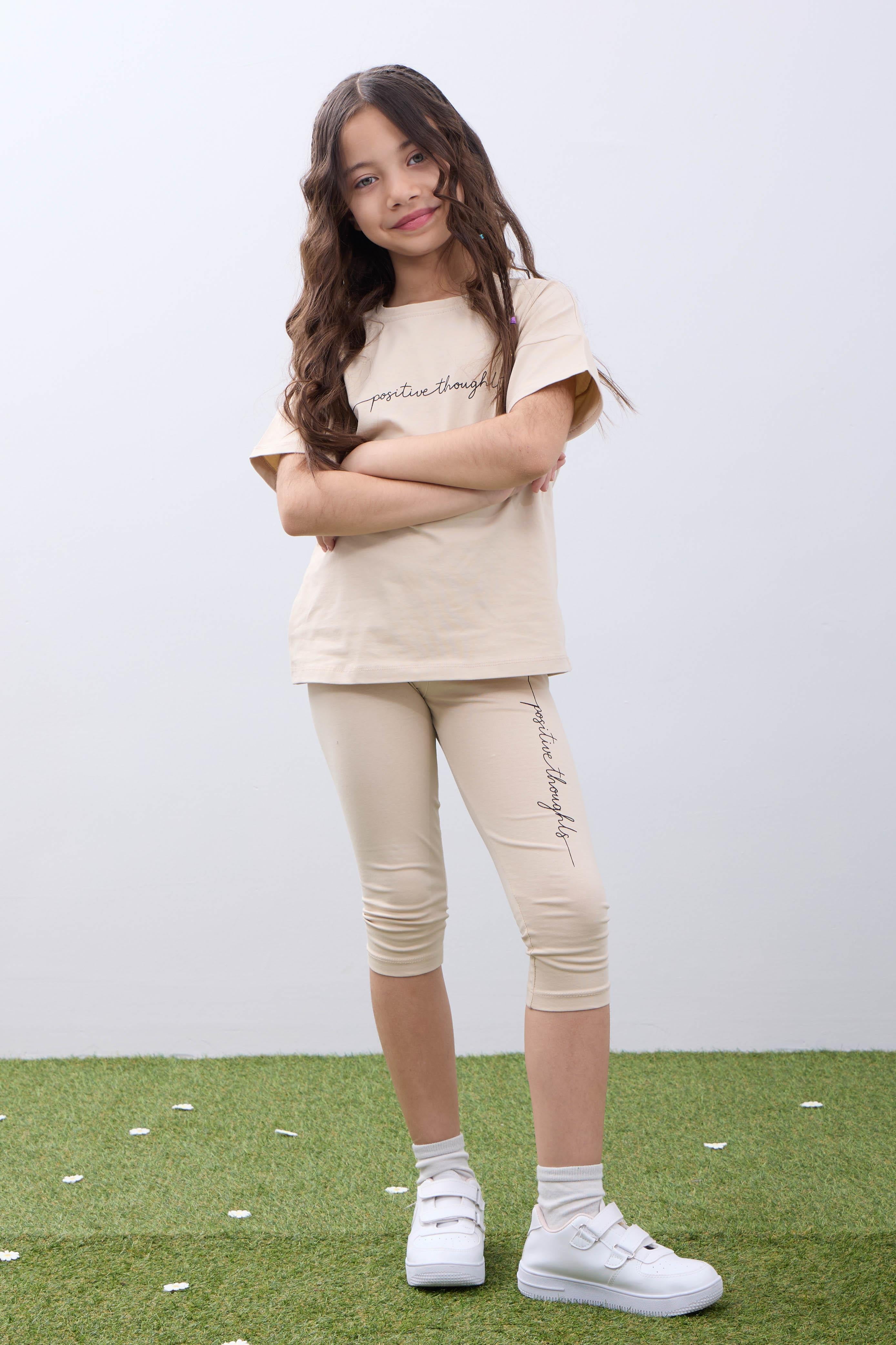 Positive Baskılı Basic Kız Çocuk Taytlı Takım