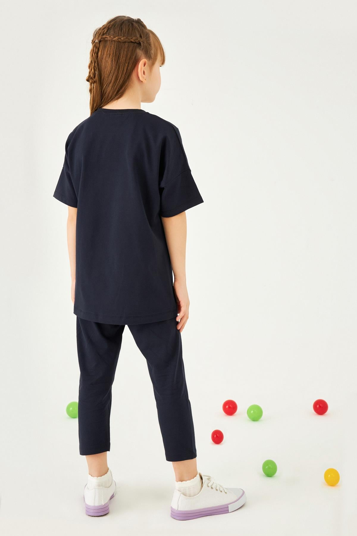 Positive Baskılı Basic Kız Çocuk Taytlı Takım