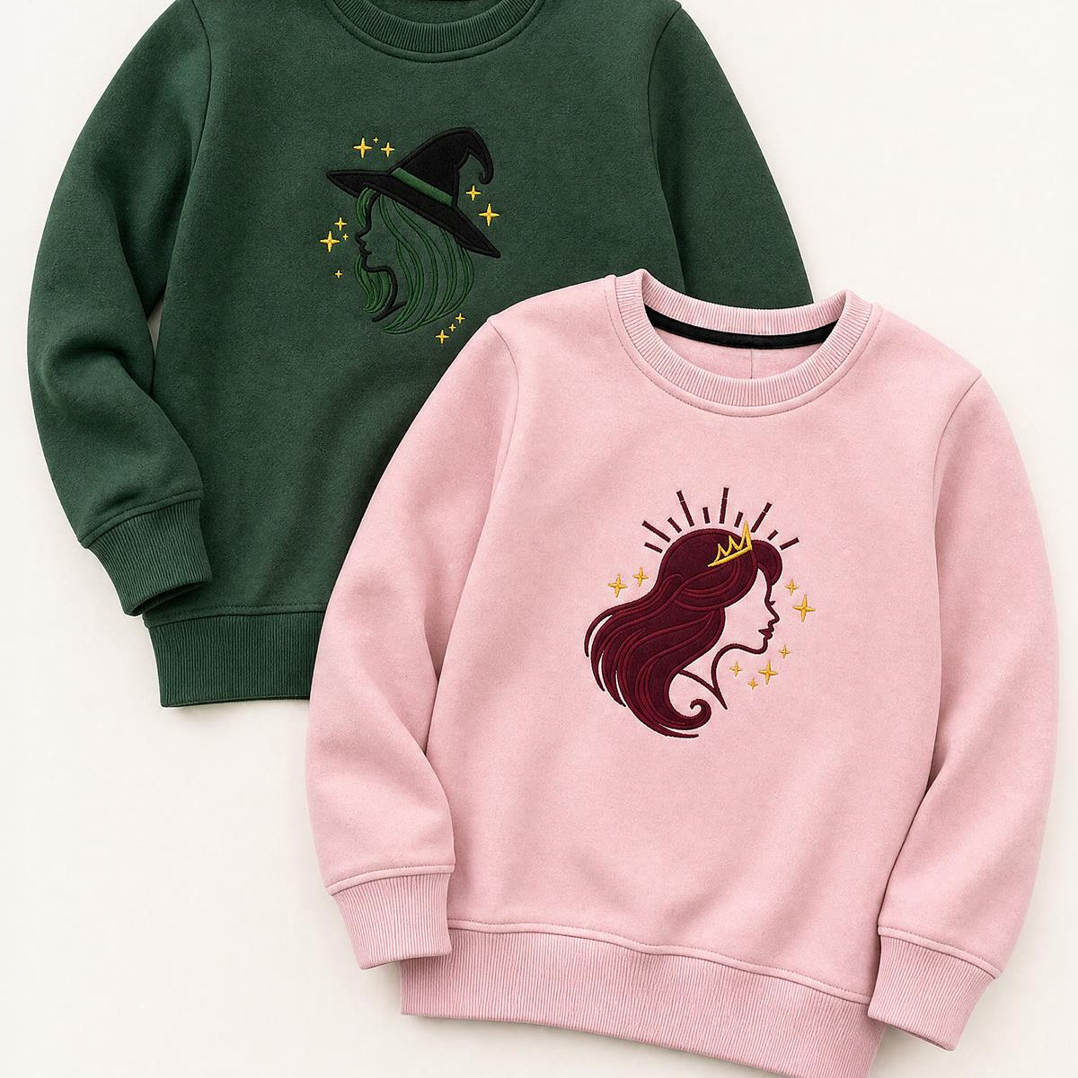 Kız Çocuk Aplike Nakışlı Bisiklet Yaka 2'li Sweatshirt