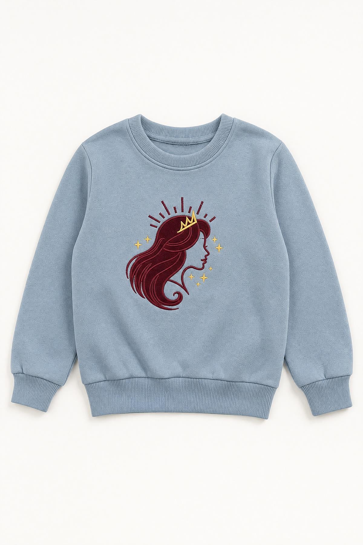 Kız Çocuk Aplike Nakışlı Bisiklet Yaka 2'li Sweatshirt