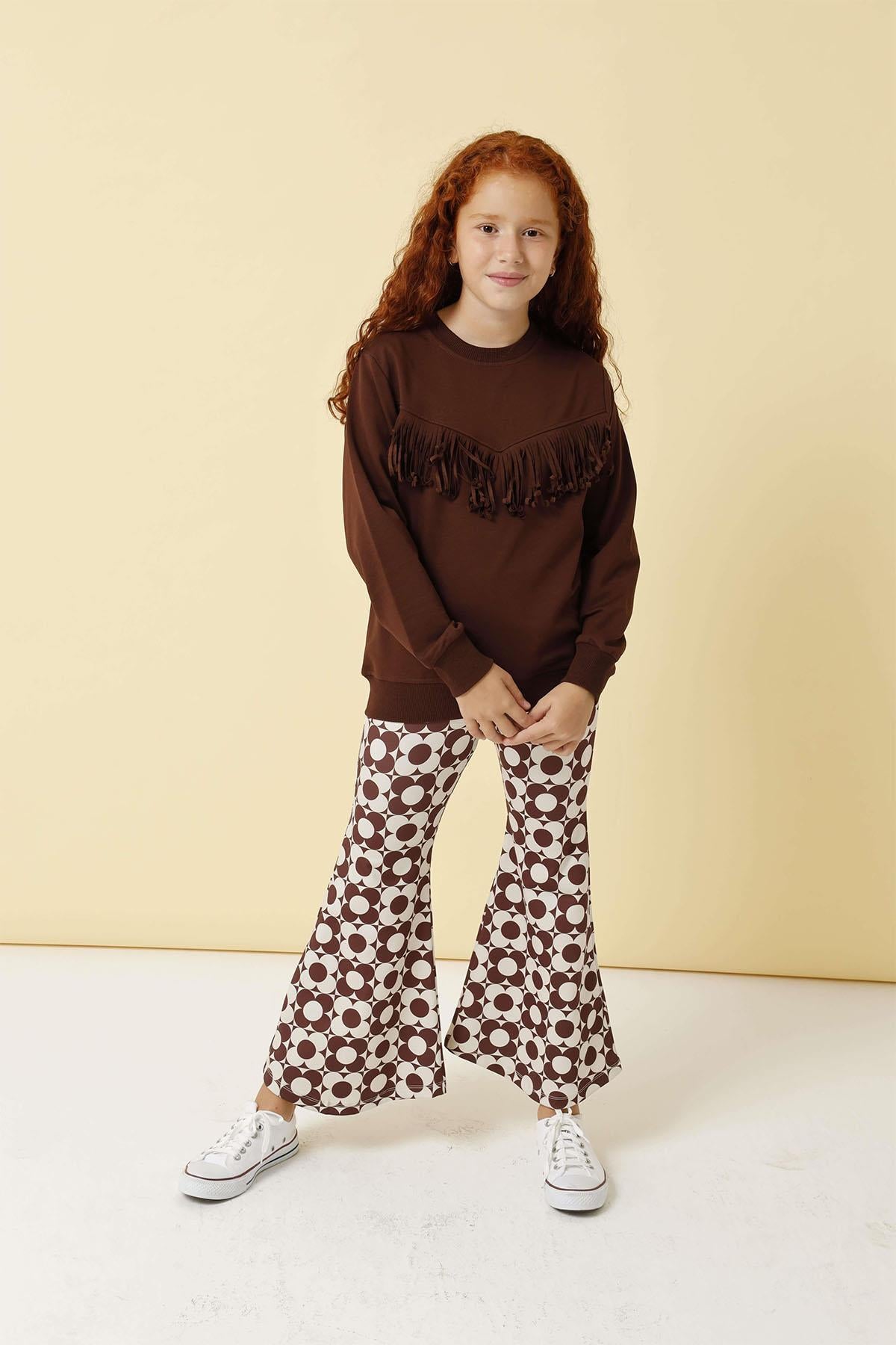 Püskül Detaylı Taytlı Kız Çocuk Takım