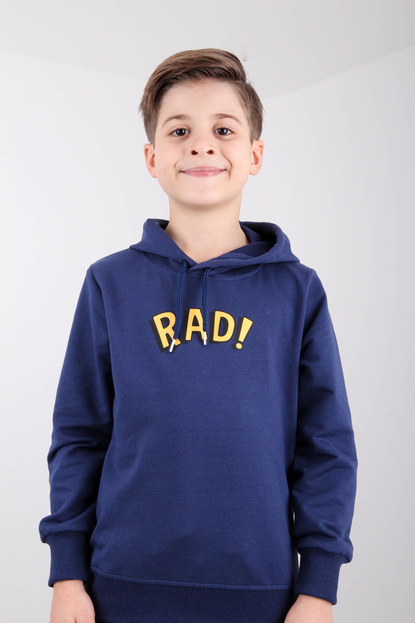 Rahat Kesim Kapüşonlu Rad Baskılı Sweatshirt Mavi