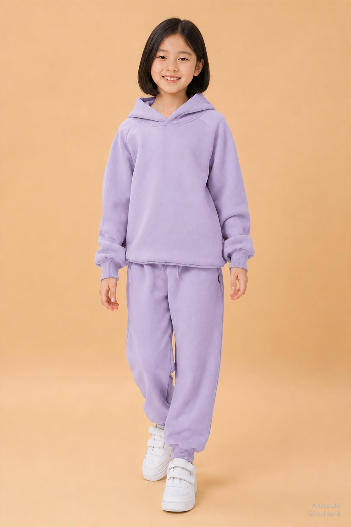 Reglan Kol Kapüşonlu İçi Polarlı Unisex Çocuk Takım