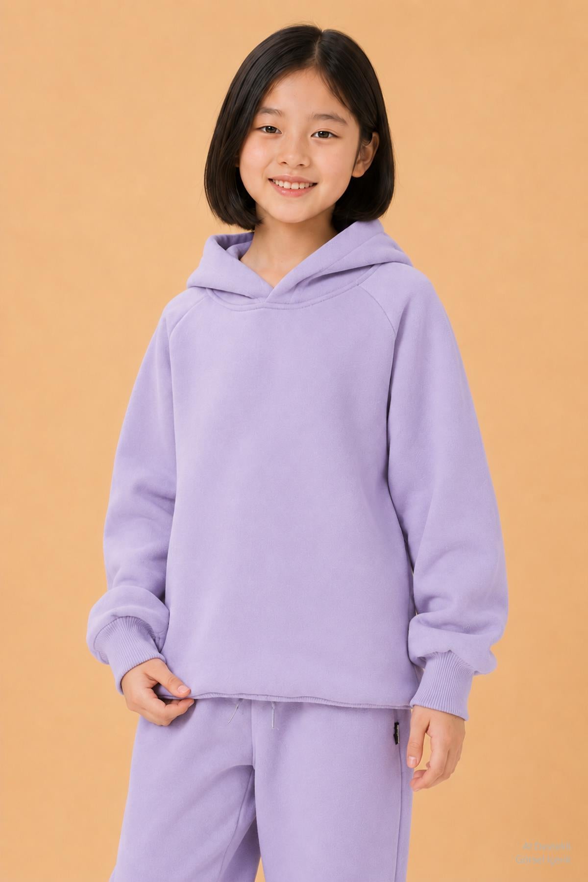 Reglan Kol Kapüşonlu İçi Polarlı Unisex Çocuk Takım