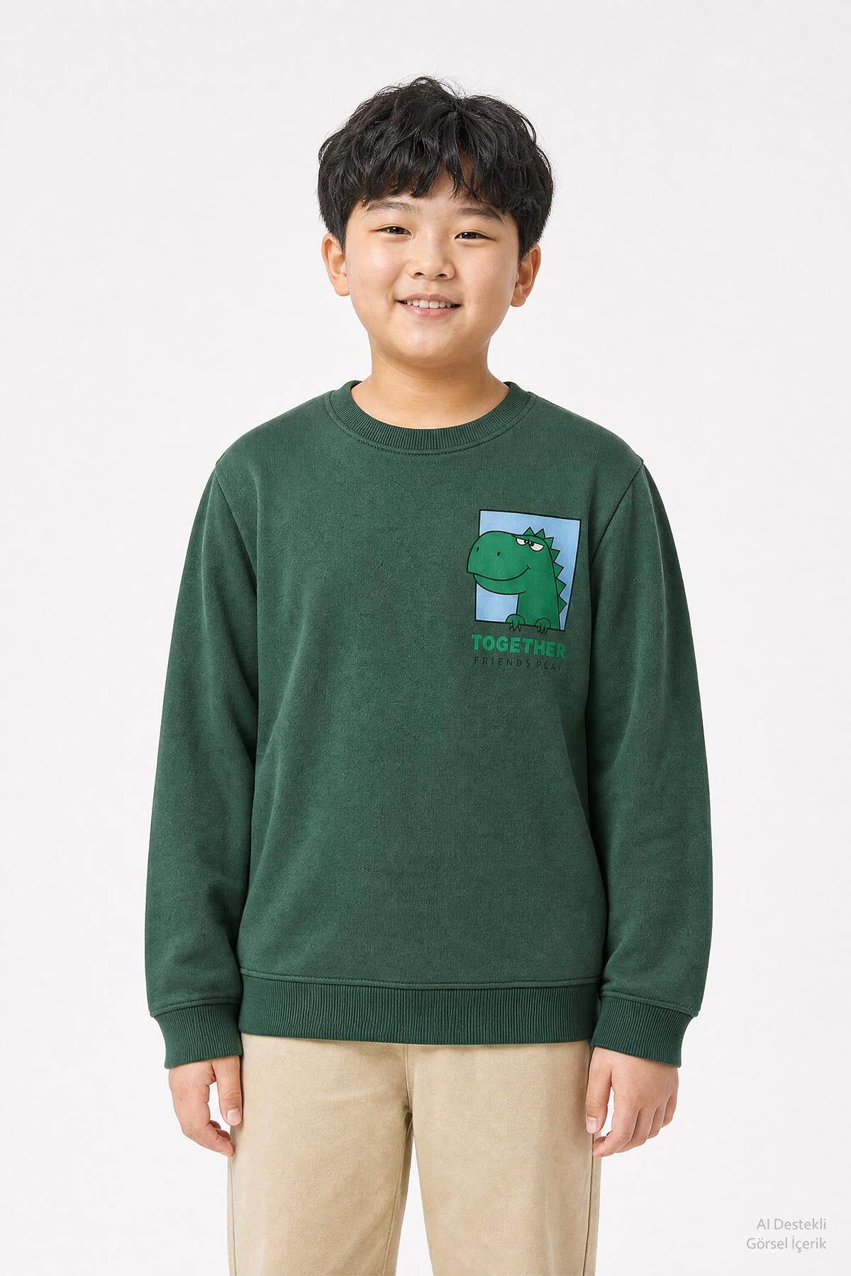Erkek Çocuk Baskılı Bisiklet Yaka 2'li Sweatshirt