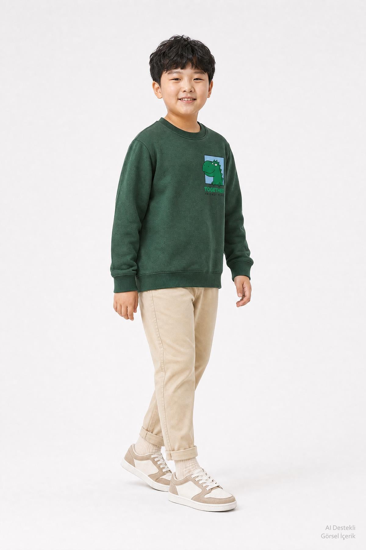 Erkek Çocuk Baskılı Bisiklet Yaka 2'li Sweatshirt