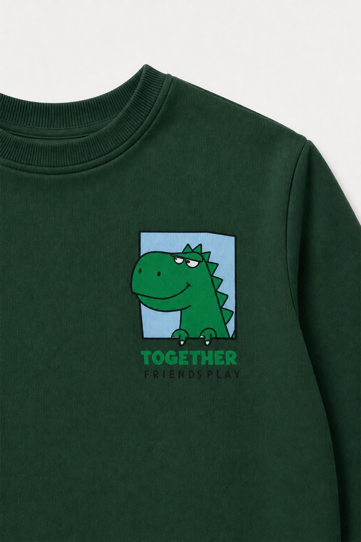 Erkek Çocuk Baskılı Bisiklet Yaka 2'li Sweatshirt