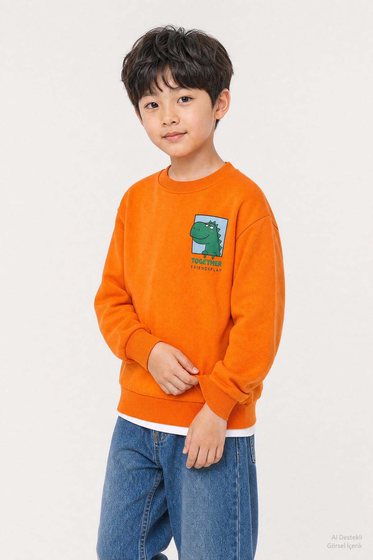 Erkek Çocuk Baskılı Bisiklet Yaka 2'li Sweatshirt
