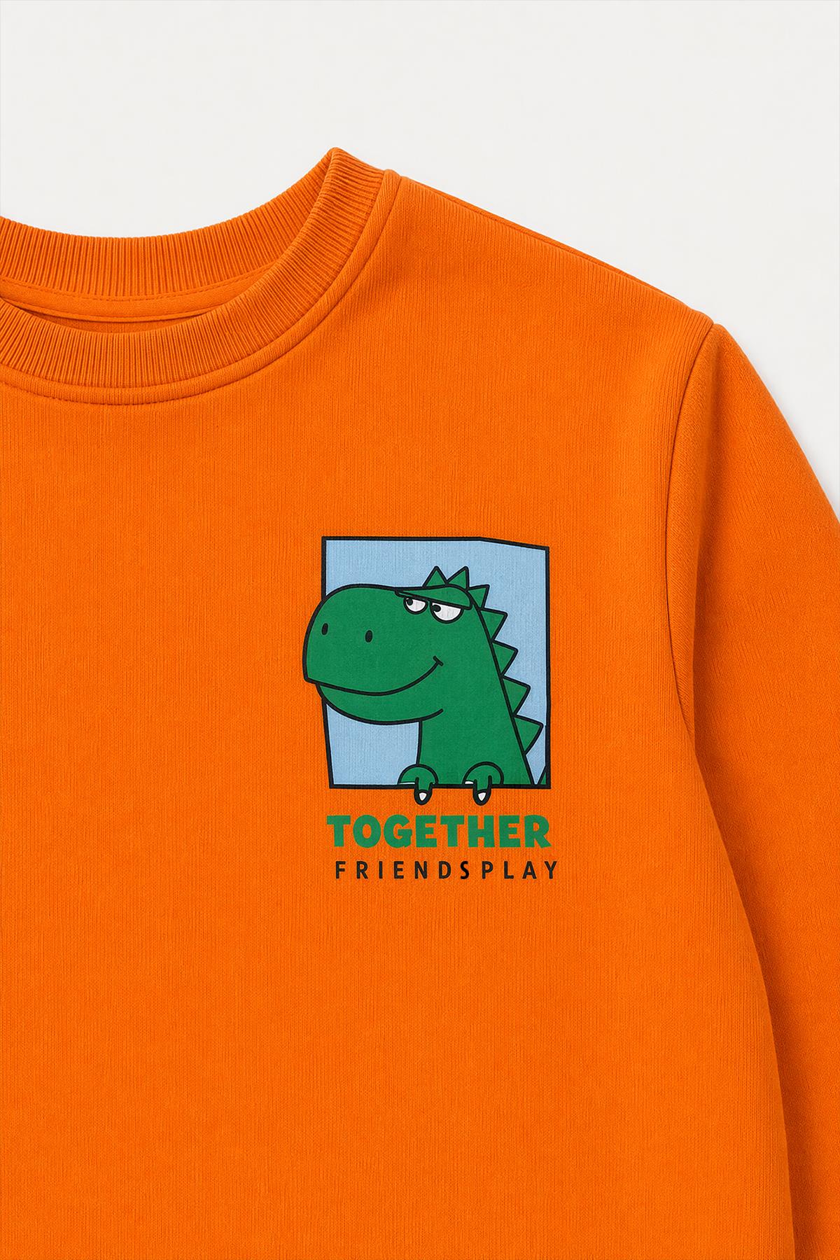 Erkek Çocuk Baskılı Bisiklet Yaka 2'li Sweatshirt