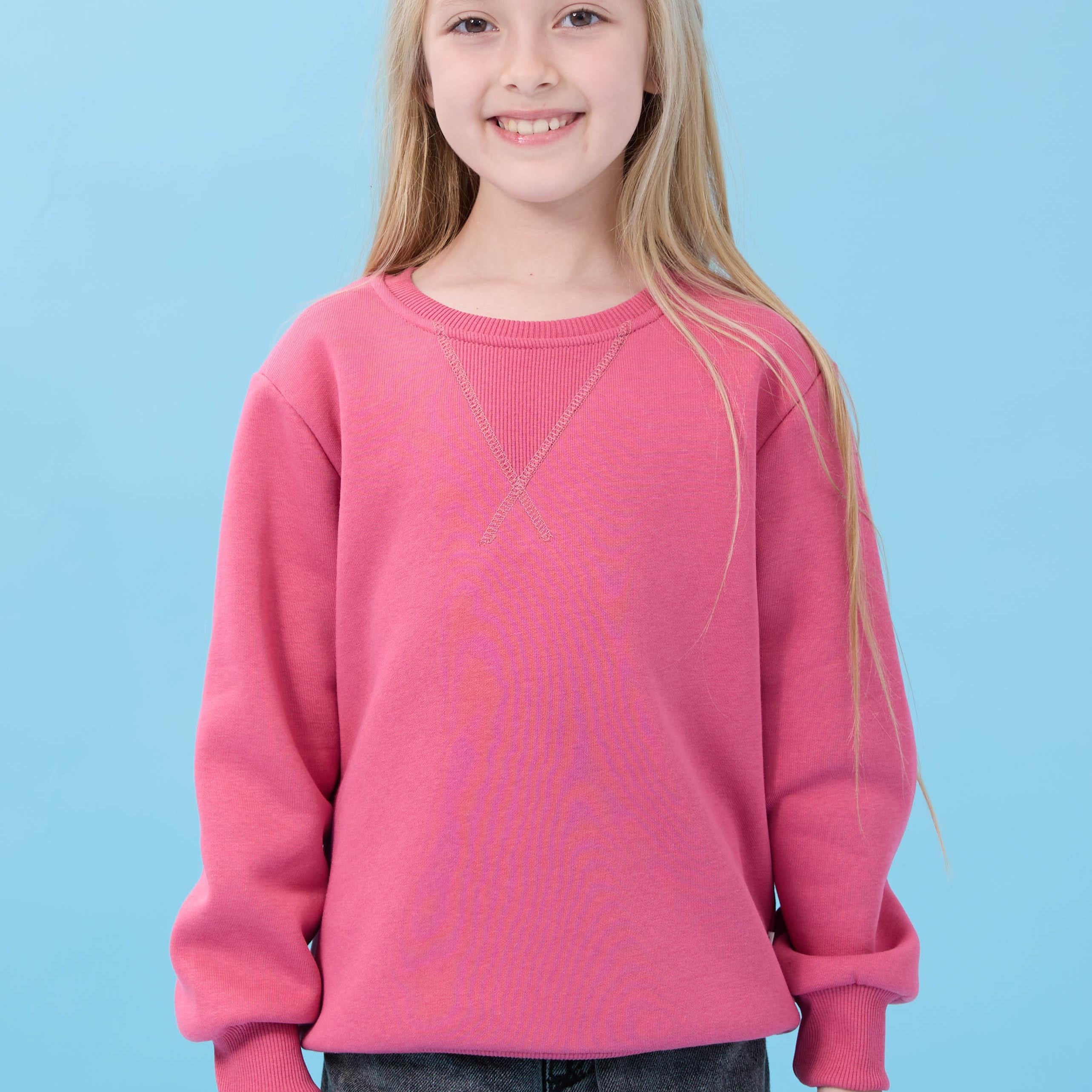 Unisex Basic Bisiklet Yaka Şardonlu Kışlık Sweatshirt